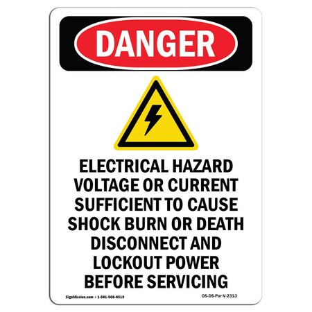 Signmission Safety Sign, OSHA Danger, 10" Height, Aluminum, Electrical Hazard, Portrait OS-DS-A-710-V-2313
